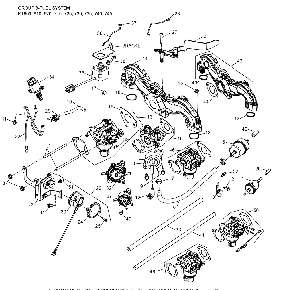Kt725-3109 Fuel System Diagram and Parts List for KT725-3109  Cub Cadet Lawn Tractor